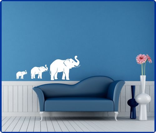 Wandtattoo Elefanten 3er Set Farbwahl