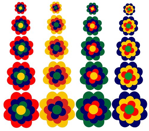 20er Blumen-Set 4farbig